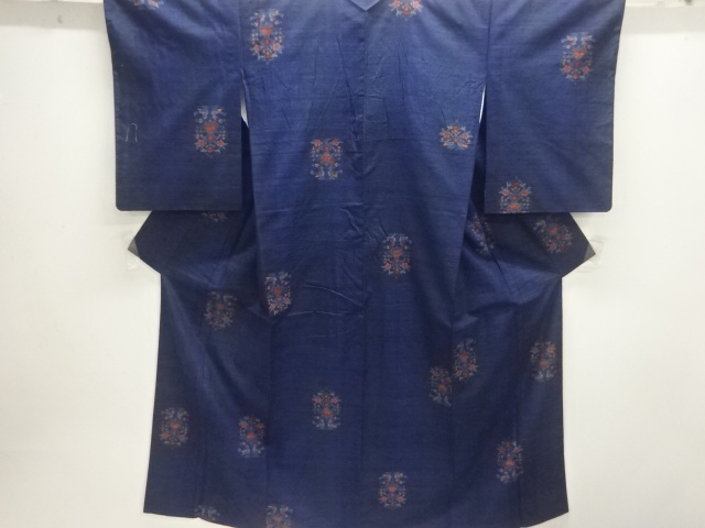 JAPANESE KIMONO / TSUMUGI / WOVEN FLOWER & BIRD